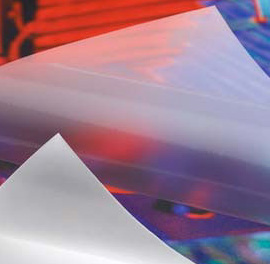 Gloss pressure sensitive lamination film with liner